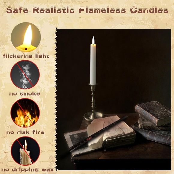 12 Floating Candles with Magic Wand Halloween Flameless LED Wizard - Picture 6 of 11